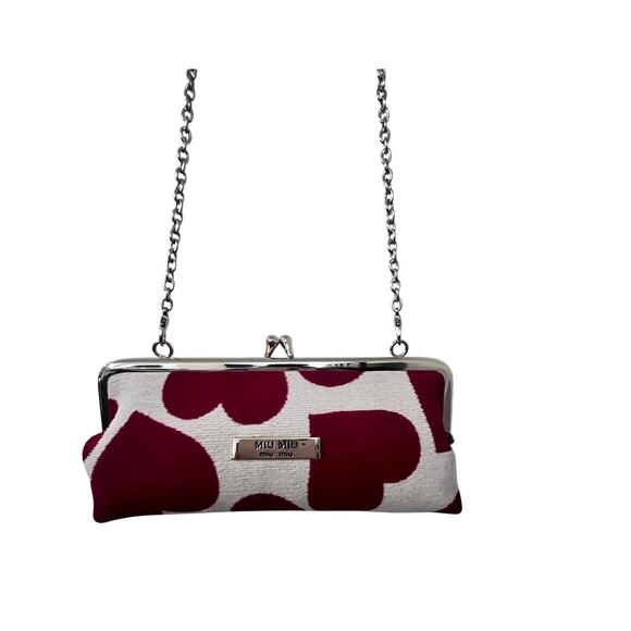 NIB Miu Miu Parfums Red Hearts Kiss lock Clutch - Picture 6 of 6